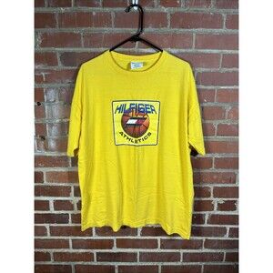 Vintage 90s Tommy Hilfiger Athletics Yellow Shirt USA Made Short Sleeve Adult XL